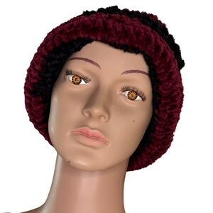 Burgundy Black Knit Beanie (3 for $12 item)